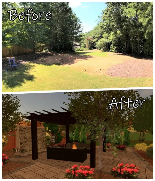 Bare backyard to covered patio — Villa Rica, GA