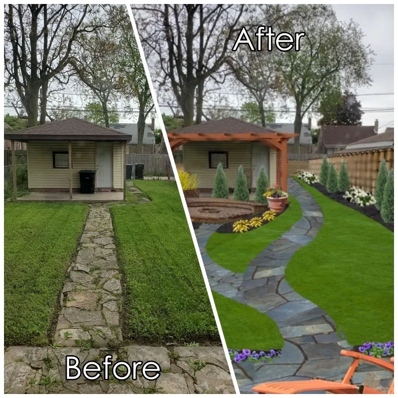 Rear garden walkway — Sandy Springs, GA