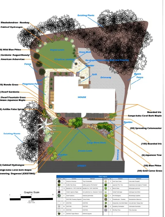 A full-colour YardSnaps CAD landscape plan